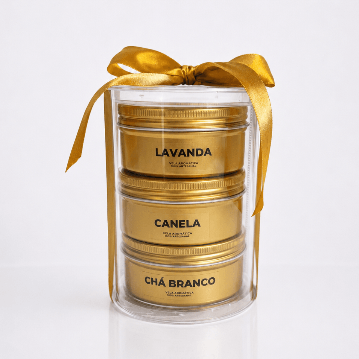 Kit 3 Velas Aromáticas na Lata | Chá Branco, Lavanda e Canela