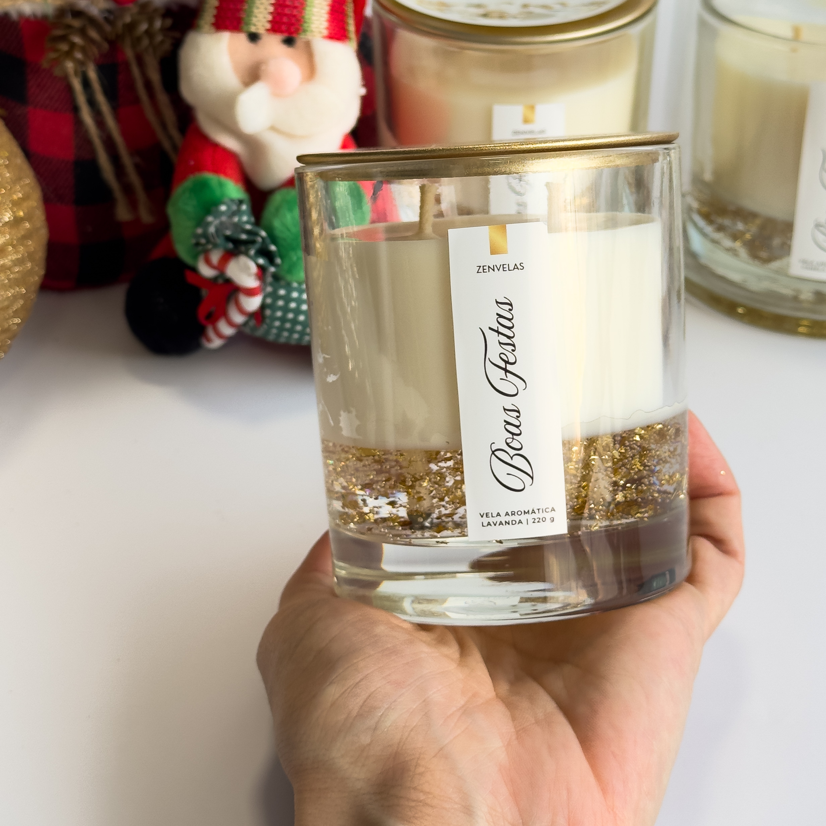 Vela Aromática Boas Festas 220g - Presente Decorativo Luxo