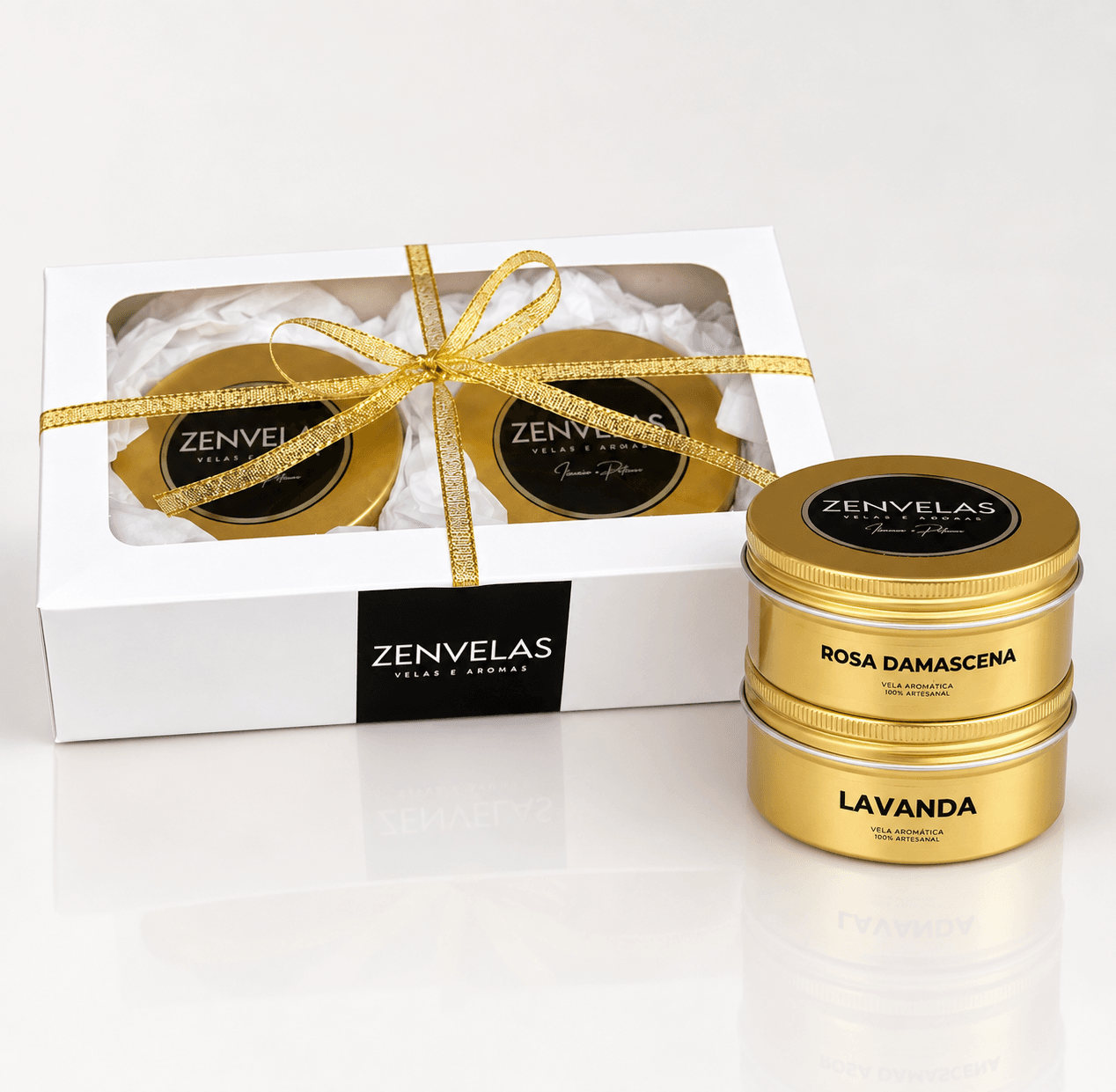 Kit 2 Velas Aromáticas para Presente | Lavanda e Rosa Damascena - Imagem 2